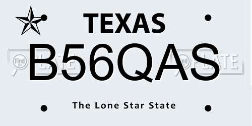 B56QAS Texas License Plate