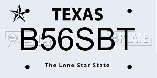 B56SBT Texas License Plate