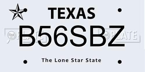 B56SBZ Texas License Plate