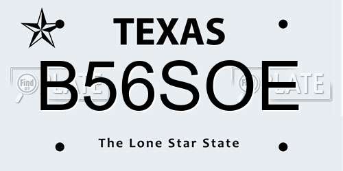 B56SOE Texas License Plate