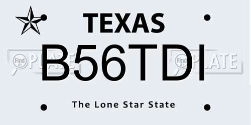 B56TDI Texas License Plate