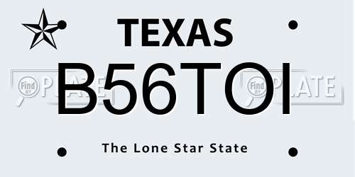 B56TOI Texas License Plate