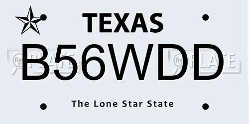 B56WDD Texas License Plate