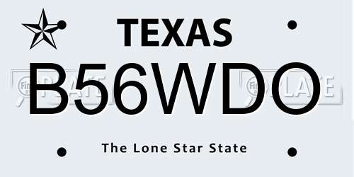 B56WDO Texas License Plate