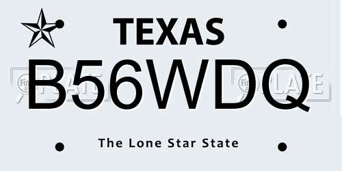 B56WDQ Texas License Plate