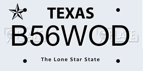 B56WOD Texas License Plate