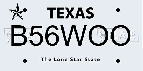 B56WOO Texas License Plate