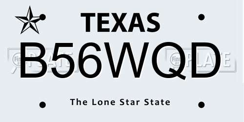 B56WQD Texas License Plate