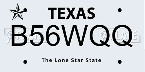B56WQQ Texas License Plate