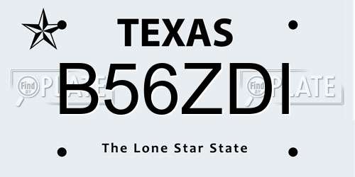 B56ZDI Texas License Plate