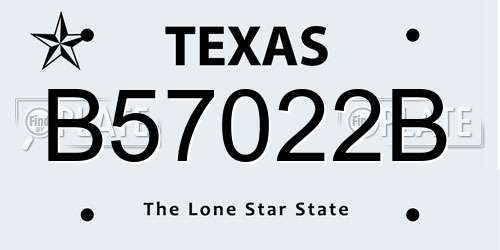 B57022B Texas License Plate