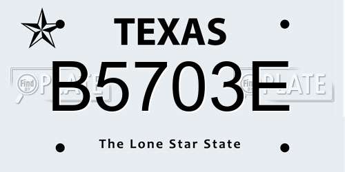 B5703E Texas License Plate