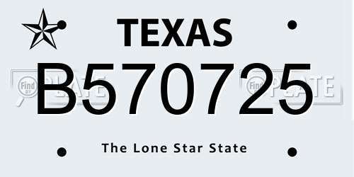 B570725 Texas License Plate