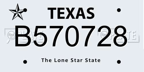 B570728 Texas License Plate