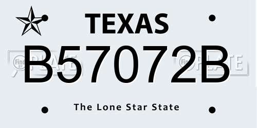 B57072B Texas License Plate