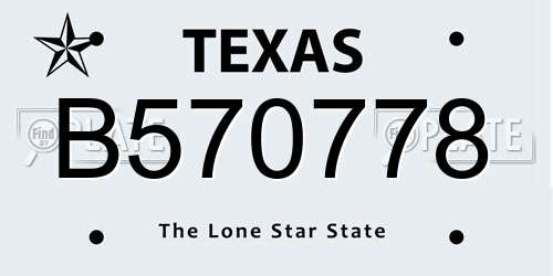 B570778 Texas License Plate