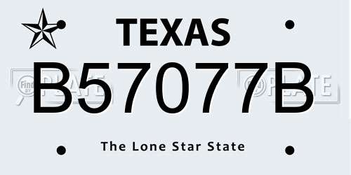 B57077B Texas License Plate