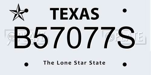 B57077S Texas License Plate