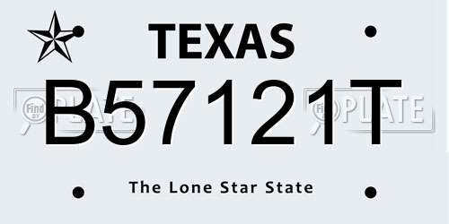 B57121T Texas License Plate
