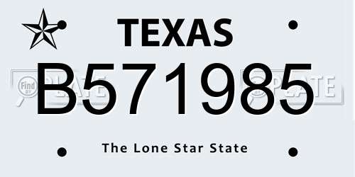 B571985 Texas License Plate