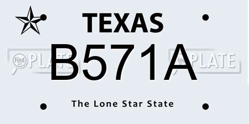 B571A Texas License Plate
