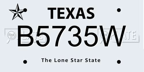B5735W Texas License Plate