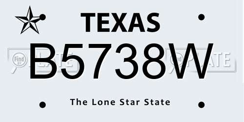 B5738W Texas License Plate