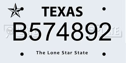 B574892 Texas License Plate