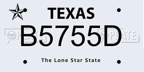 B5755D Texas License Plate