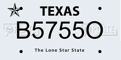 B5755O Texas License Plate