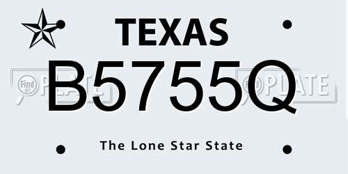 B5755Q Texas License Plate