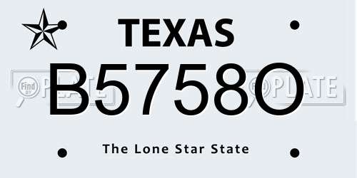 B5758O Texas License Plate