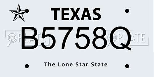 B5758Q Texas License Plate