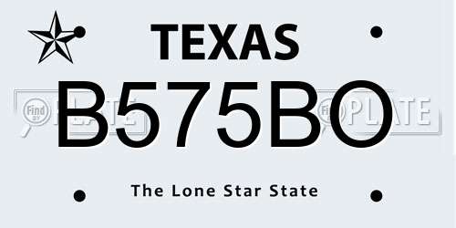 B575BO Texas License Plate