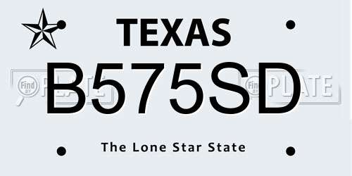 B575SD Texas License Plate
