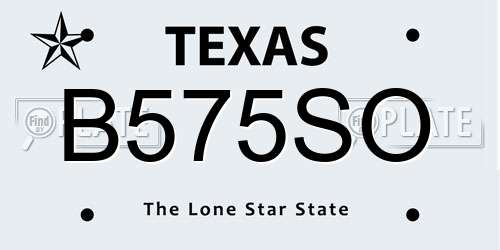 B575SO Texas License Plate