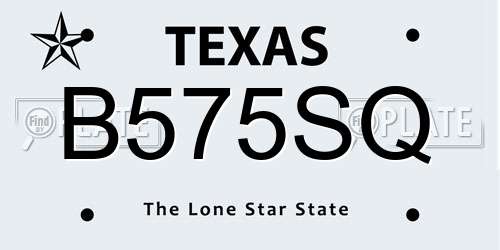 B575SQ Texas License Plate