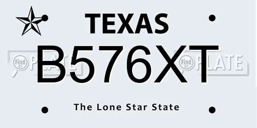 B576XT Texas License Plate