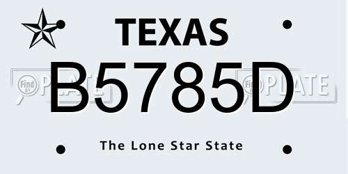 B5785D Texas License Plate
