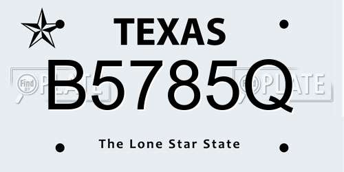B5785Q Texas License Plate