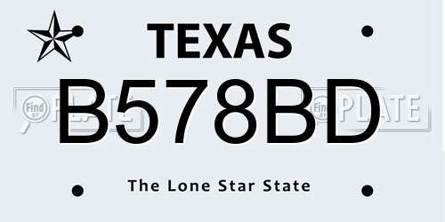B578BD Texas License Plate