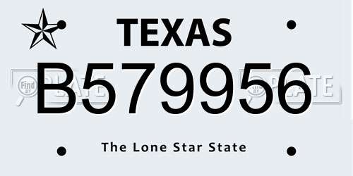 B579956 Texas License Plate