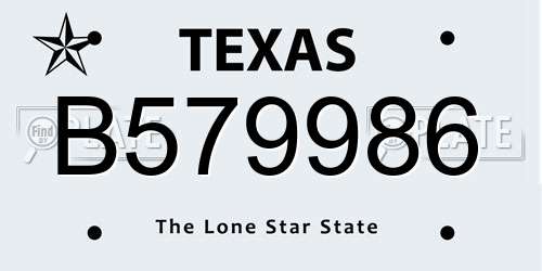 B579986 Texas License Plate