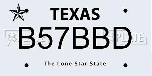 B57BBD Texas License Plate