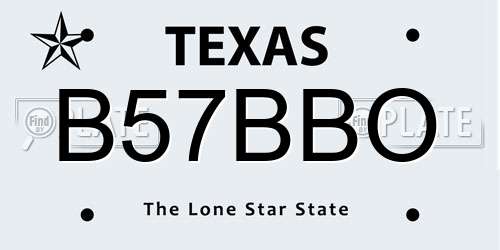 B57BBO Texas License Plate