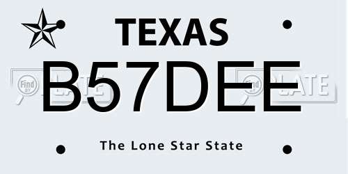 B57DEE Texas License Plate