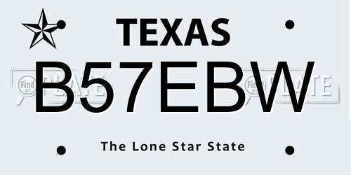 B57EBW Texas License Plate