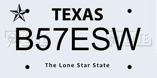 B57ESW Texas License Plate
