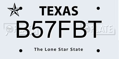 B57FBT Texas License Plate