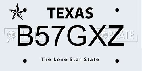 B57GXZ Texas License Plate